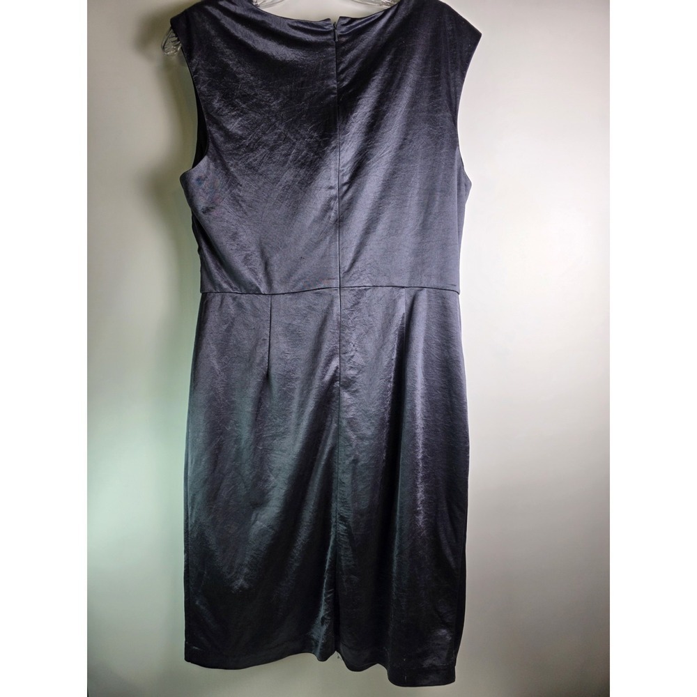 Suzi Chin Maggy Women's 12 Silver Slate Dress Sleeveless Faux Wrap‎ Knee Length - Picture 6 of 12